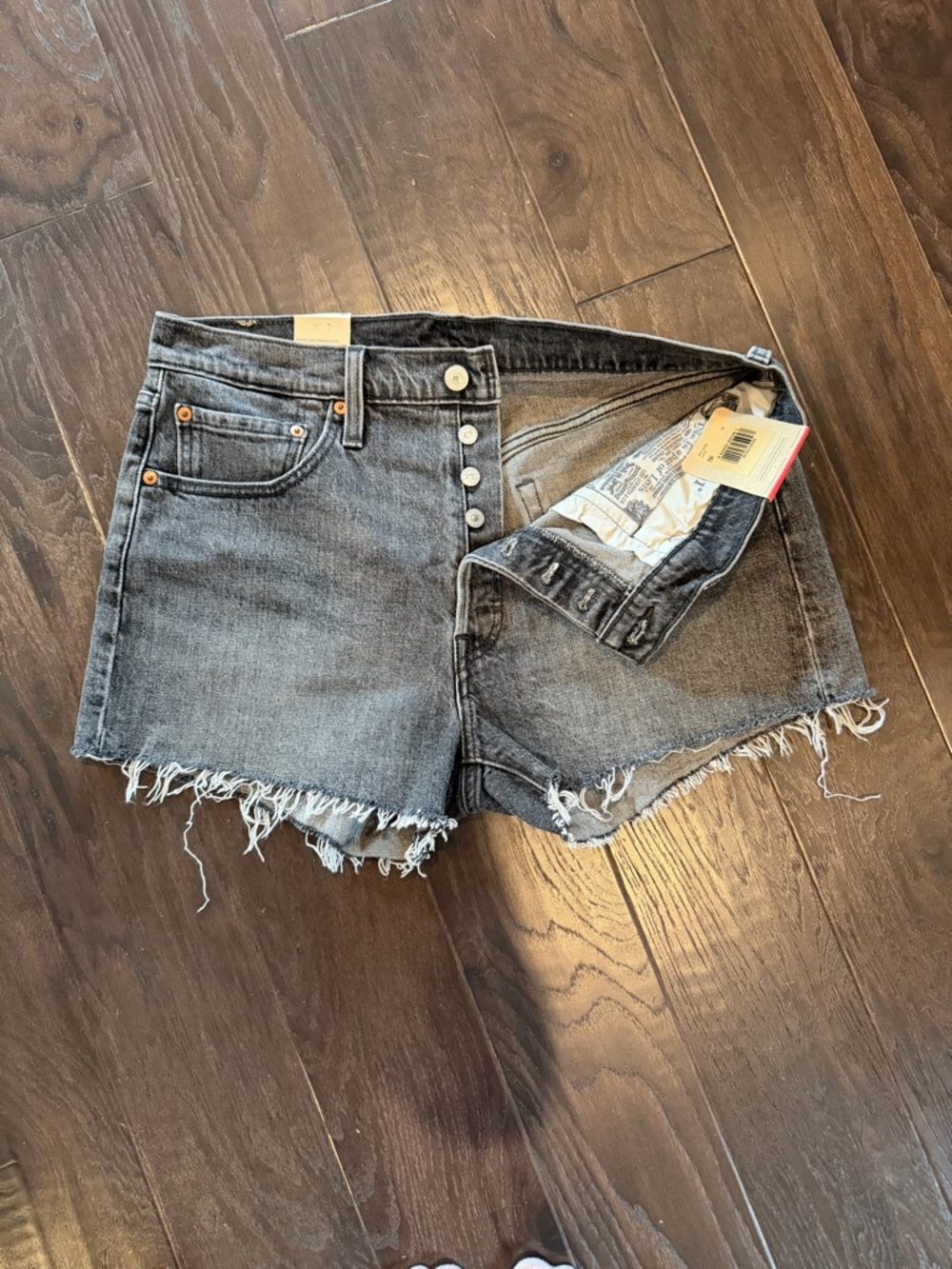 Levi's 501 Cutoff Frayed Hem Denim Shorts — Grey - Picture 2 of 4